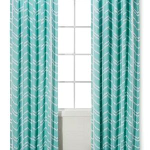 Mint and white chevron curtain panel